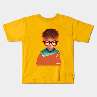 Smart kid with big glasses Kids T-Shirt